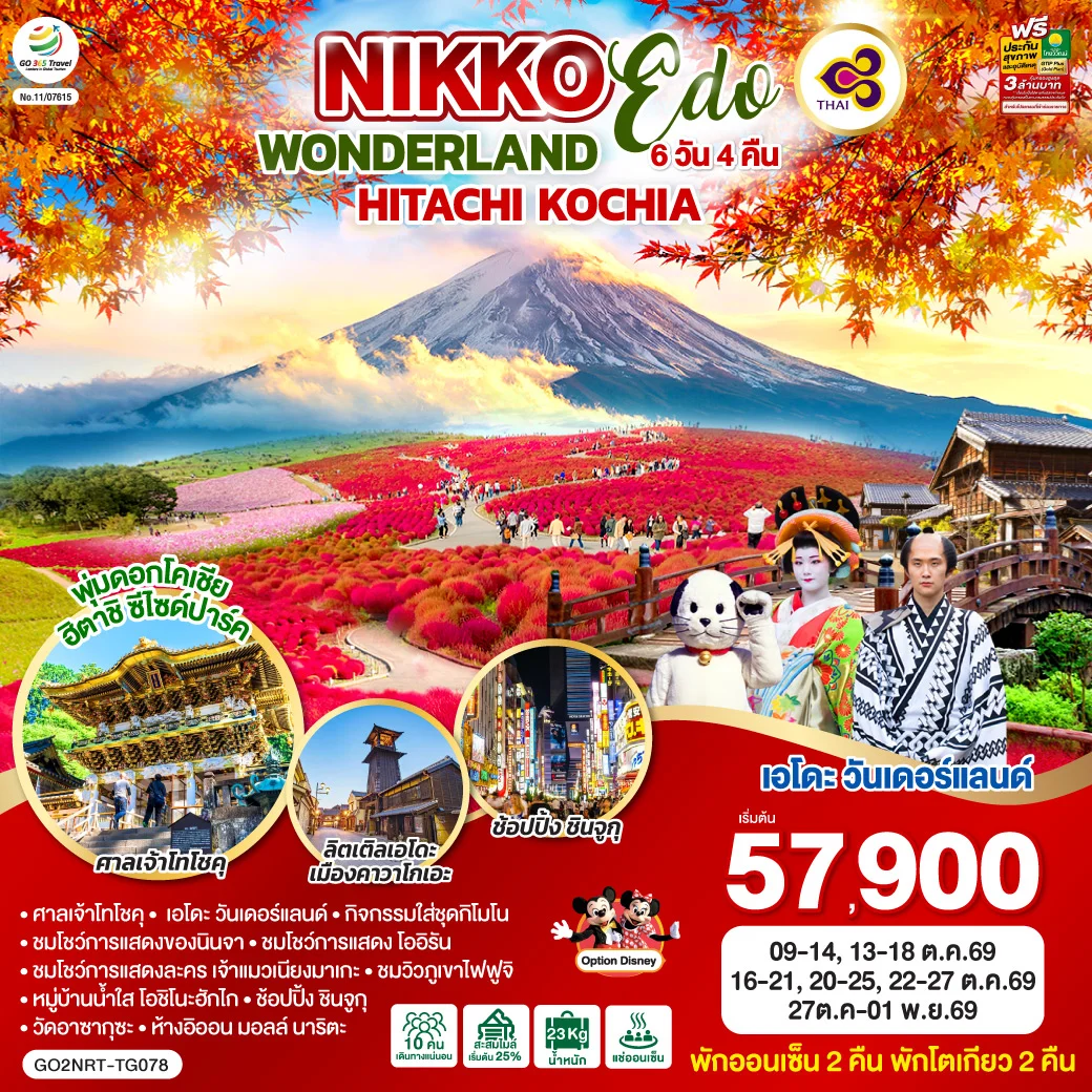 NIKKO EDO WONDERLAND HITACHIKOCHIA  6D 4N โดยสายการบินไทย [TG]